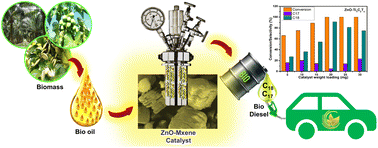 Graphical abstract: On the reduction of CO2 footprint via selective hydrodeoxygenation by ZnO–Ti3C2Tx catalyst under solvent-free conditions