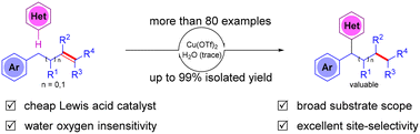 Graphical abstract: Acid-catalyzed regioselective remote heteroarylation of alkenes via C [[double bond, length as m-dash]] C bond migration