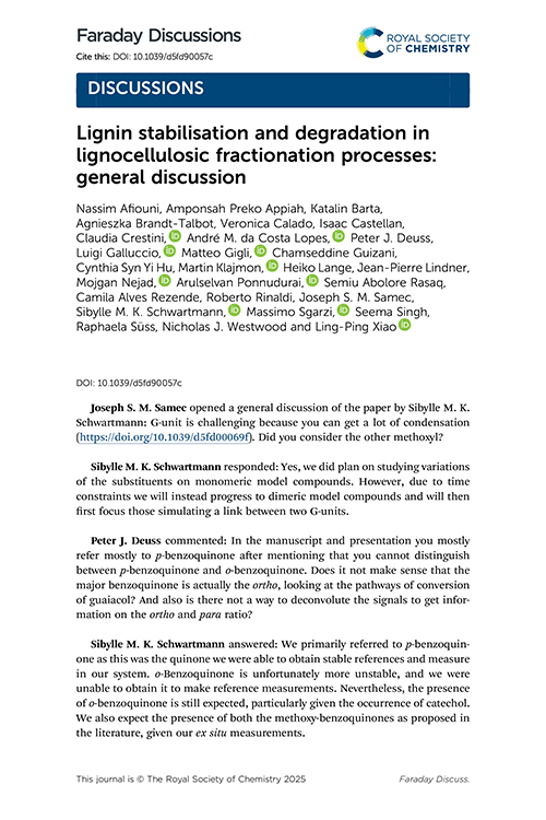 Lignin stabilisation and degradation in lignocellulosic fractionation processes: general discussion
