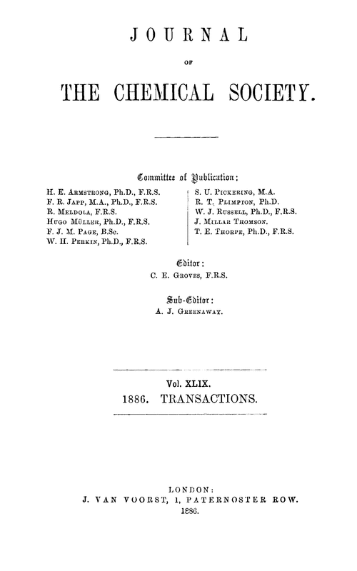 Contents Pages Journal Of The Chemical Society Transactions Rsc Publishing