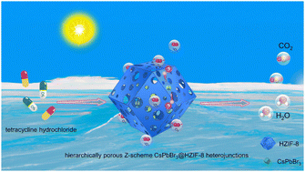 Graphical abstract: Hierarchically porous CsPbBr3@HZIF-8 heterojunctions for high-performance photocatalytic degradation of antibiotics in high-salinity wastewater