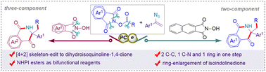 Graphical abstract: Convergent and divergent synthesis of dihydroisoquinoline-1,4-diones enabled by a photocatalytic skeleton-editing [4 + 2] strategy