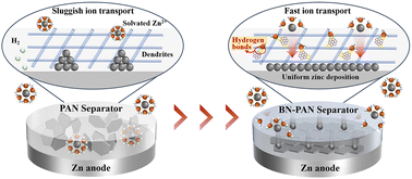 Graphical abstract: Dissecting ionic favorable hydrogen bond chemistry in hybrid separators for aqueous zinc-ion batteries