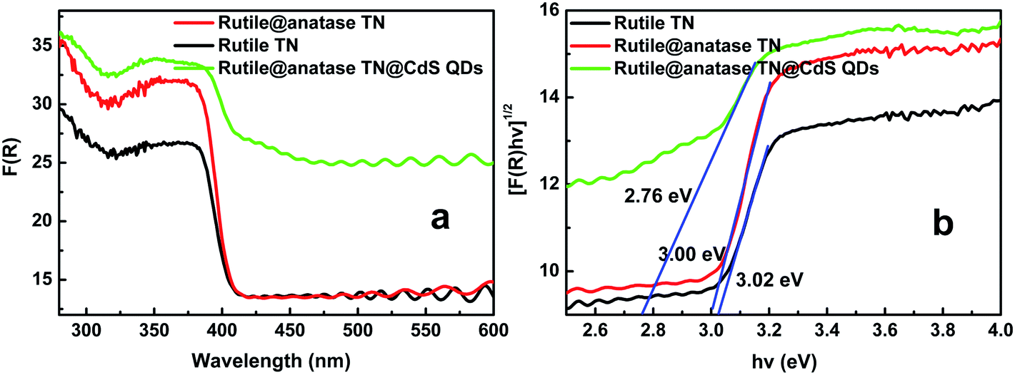 absorbance spectra e of assembly TiO rutile@anatase aligned 2 nanorod@CdS Self