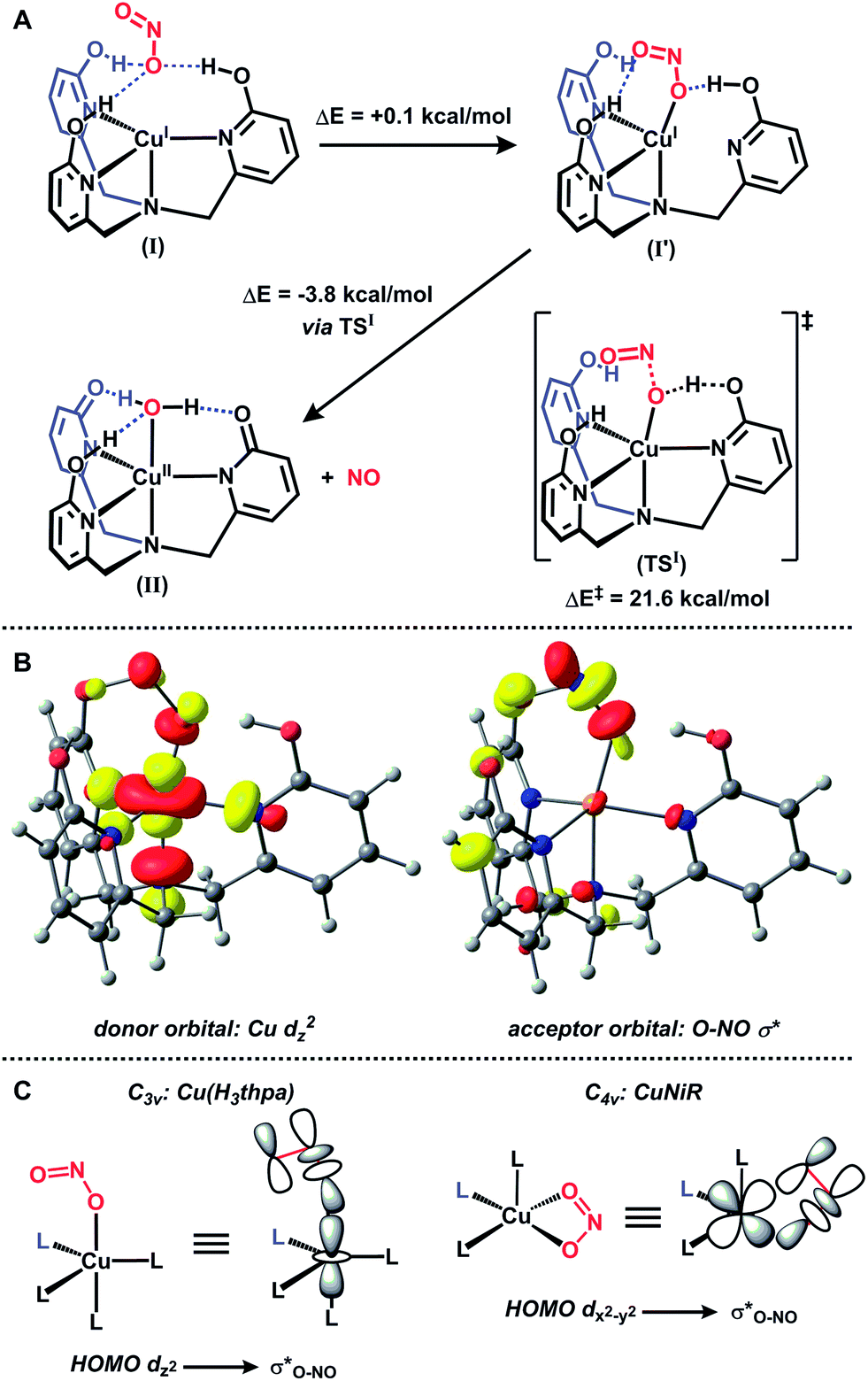 Nitrite reduction by copper through ligandmediated proton and electron