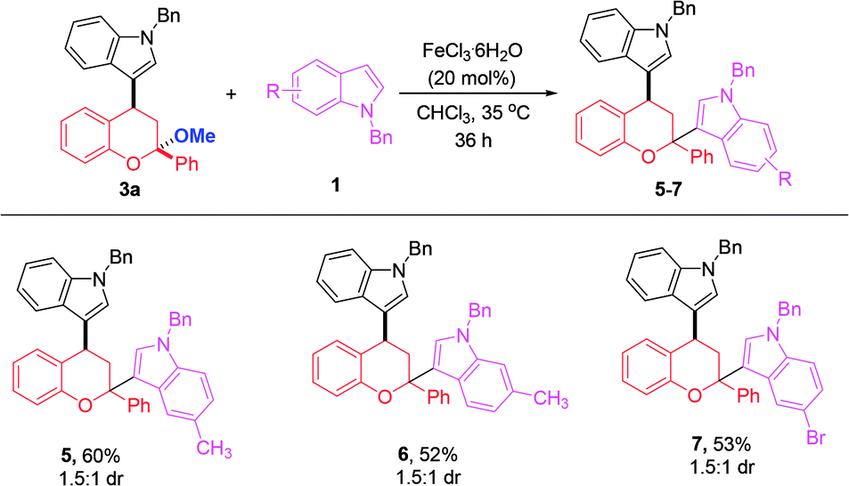 with monoindole substituted chromans bearing a ketal moiety  3