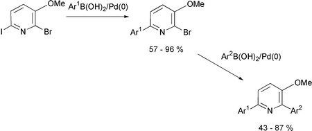 Graphical abstract: Arylated pyridines: Suzuki reactions of O-substituted 2,6-dihalogenated-3-hydroxypyridines
