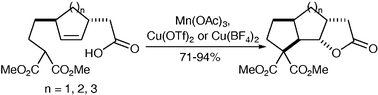 Graphical abstract: Synthesis of fused tricyclic γ-lactones mediated by manganese(iii) acetate