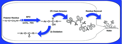 Graphical abstract: Supercritical carbon dioxide-assisted oxidative degradation and removal of polymer residue after reactive ion etching of photoresist