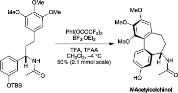 Graphical abstract: Synthesis of (S)-(−)-N-acetylcolchinol using intramolecular biaryl oxidative coupling