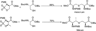 Graphical abstract: A concise stereoselective synthesis of orthogonally protected lanthionine and β-methyllanthionine