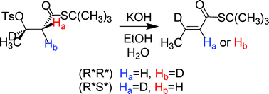 Graphical abstract: Stereochemistry of 1,2-elimination reactions at the E2–E1cB interface—tert-butyl 3-tosyloxybutanoate and its thioester