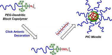 Graphical abstract: Synthesis and supramolecular assembly of clicked anionic dendritic polymers into polyion complex micelles
