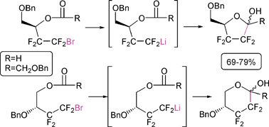 Graphical abstract: Enantioselective synthesis of tetrafluorinated ribose and fructose