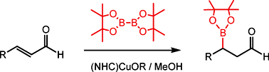 Graphical abstract: The selective catalytic formation of β-boryl aldehydes through a base-free approach