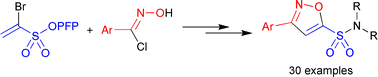 Graphical abstract: 3,5-Isoxazoles from α-bromo-pentafluorophenyl vinylsulfonates: Synthesis of sulfonates and sulfonamides