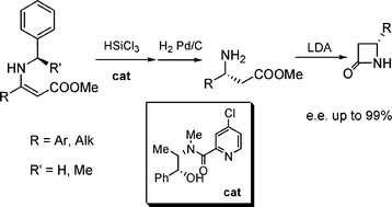 Graphical abstract: Triclorosilane-mediated stereoselective synthesis of β-amino esters and their conversion to highly enantiomerically enriched β-lactams
