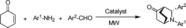 Graphical abstract: Heteropoly acid-catalyzed microwave-assisted three-component aza-Diels–Alder cyclizations: diastereoselective synthesis of potential drug candidates for Alzheimer's disease