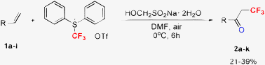 Graphical abstract: Generation of the CF3 radical from trifluoromethylsulfonium triflate and its trifluoromethylation of styrenes