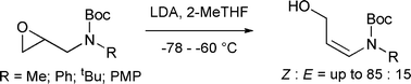 Graphical abstract: E- and Z-Stereoselectivity in the preparation of enamides from glycidyl sulfonamides and carbamates