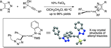 Graphical abstract: Synthesis of allene triazole through iron catalyzed regioselective addition to propargyl alcohols