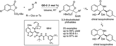 Graphical abstract: Direct asymmetric Mannich reaction of phthalides: facile access to chiral substituted isoquinolines and isoquinolinones