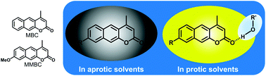 Graphical abstract: Remarkable fluorescence enhancement of benzo[g]chromen-2-ones induced by hydrogen-bonding interactions with protic solvents