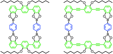Graphical abstract: Discrete, soluble covalent organic boronate ester rectangles