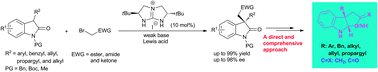 Graphical abstract: Bicyclic guanidinium-catalyzed enantioselective phase-transfer alkylation: direct access to pyrroloindolines and furoindolines