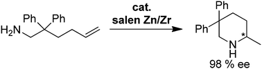 Graphical abstract: Highly enantioselective hydroamination to six-membered rings by heterobimetallic catalysts