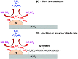 Graphical abstract: An investigation of the role of surface nitrate species in the oxidation of propene on a Pt-based diesel oxidation catalyst