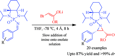 Graphical abstract: N,N-Diisopropyl-N-phosphonyl imines lead to efficient asymmetric synthesis of aziridine-2-carboxylic esters