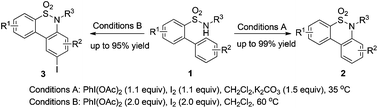 Graphical abstract: Synthesis of benzosultams via an intramolecular sp2 C–H bond amination reaction of o-arylbenzenesulfonamides under metal-free conditions