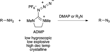 Graphical abstract: A reagent for safe and efficient diazo-transfer to primary amines: 2-azido-1,3-dimethylimidazolinium hexafluorophosphate