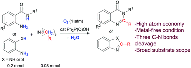 Graphical abstract: Metal-free aerobic oxidative C–N bond cleavage of tertiary amines for the synthesis of N-heterocycles with high atom efficiency