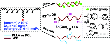 Graphical abstract: Efficient synthesis of diverse well-defined functional polypropylenes with high molecular weights and high functional group contents via thiol–halogen click chemistry