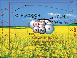 Graphical abstract: Promotional effect of Fe on performance of Ni/SiO2 for deoxygenation of methyl laurate as a model compound to hydrocarbons