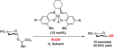 Graphical abstract: Stereoselective synthesis of glycosides using (salen)Co catalysts as promoters