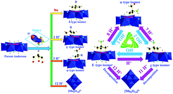 Graphical abstract: The proton-controlled synthesis of unprecedented diol functionalized Anderson-type POMs