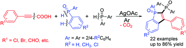 Graphical abstract: Ag-mediated cascade decarboxylative coupling and annulation: a convenient route to 2-phosphinobenzo[b]phosphole oxides