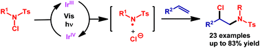 Graphical abstract: Visible-light-promoted chloramination of olefins with N-chlorosulfonamide as both nitrogen and chlorine sources