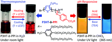 Graphical abstract: Multi-responsive behavior of highly water-soluble poly(3-hexylthiophene)-block-poly(phenyl isocyanide) block copolymers