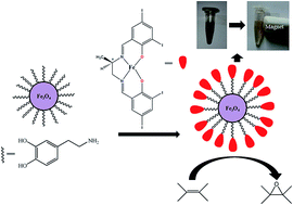 Graphical abstract: Development of an efficient magnetically separable nanocatalyst: theoretical approach on the role of the ligand backbone on epoxidation capability