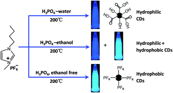 Graphical abstract: The regulation of hydrophilicity and hydrophobicity of carbon dots via a one-pot approach