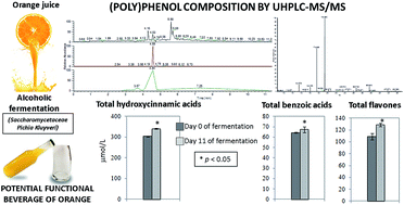 Graphical abstract: Changes in orange juice (poly)phenol composition induced by controlled alcoholic fermentation