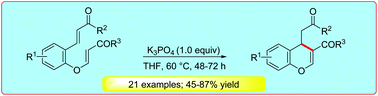 Graphical abstract: Synthesis of 4H-chromenes by an unexpected, K3PO4-mediated intramolecular Rauhut–Currier type reaction