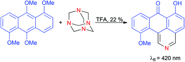 Graphical abstract: Unexpected formation of π-expanded isoquinoline from anthracene possessing four electron-donating groups via the Duff reaction