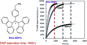 Graphical abstract: Optimized polarization build-up times in dissolution DNP-NMR using a benzyl amino derivative of BDPA