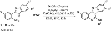 Graphical abstract: Synthesis of benzoimidazoquinazolines by cobalt-catalyzed isocyanide insertion–cyclization