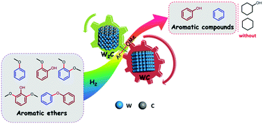 Graphical abstract: Regioselective hydrogenolysis of aryl ether C–O bonds by tungsten carbides with controlled phase compositions